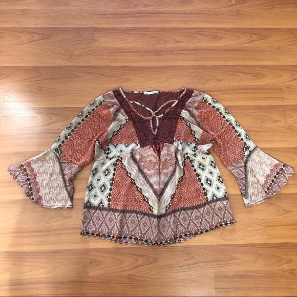 Boho Peasant Top with Flounce Sleeves - Picture 6 of 11